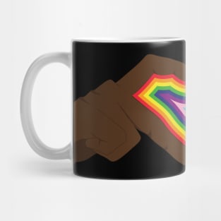 Heart Hands LGBT Pride Flag (Black Skin) Mug